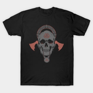 Viking Skull Nordic Scandinavian Pagan Symbols T-Shirt